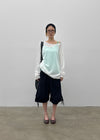 Srento Off-shoulder Knit Long-sleeve T-shirt (40% Linen)