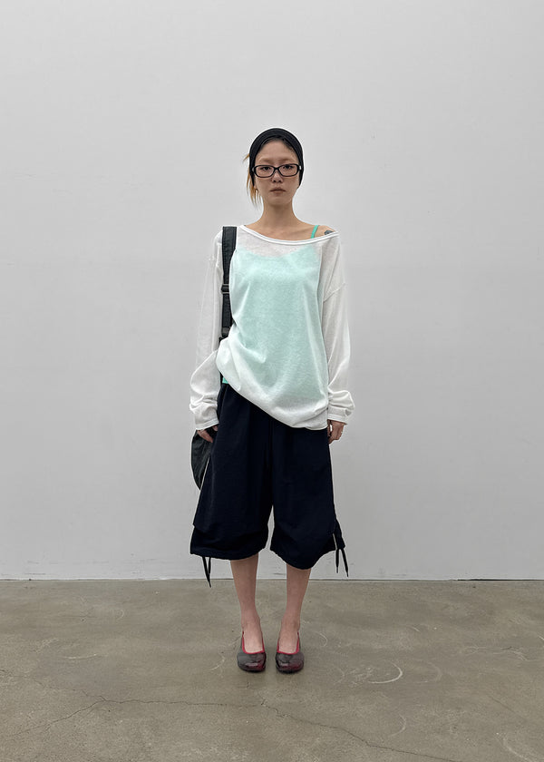 Srento Off-shoulder Knit Long-sleeve T-shirt (40% Linen)