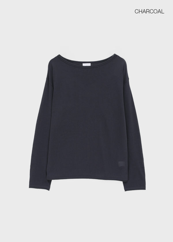 Srento Off-shoulder Knit Long-sleeve T-shirt (40% Linen)