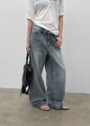 (UNISEX) Pichel Double Back Pocket Wide Denim Pants