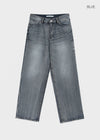 (UNISEX) Pichel Double Back Pocket Wide Denim Pants