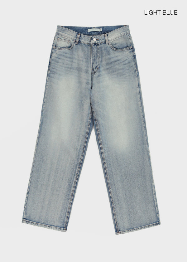 (UNISEX) Pichel Double Back Pocket Wide Denim Pants