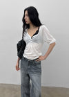 Kujan Button Roll-up 3/4 Sleeve T-shirt