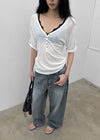Kujan Button Roll-up 3/4 Sleeve T-shirt