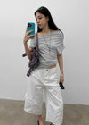 Jencho Asymmetrical Off-shoulder Short Sleeve T-shirt