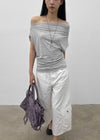 Jencho Asymmetrical Off-shoulder Short Sleeve T-shirt
