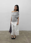 Jencho Asymmetrical Off-shoulder Short Sleeve T-shirt