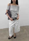 Jencho Asymmetrical Off-shoulder Short Sleeve T-shirt