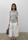 Jencho Asymmetrical Off-shoulder Short Sleeve T-shirt