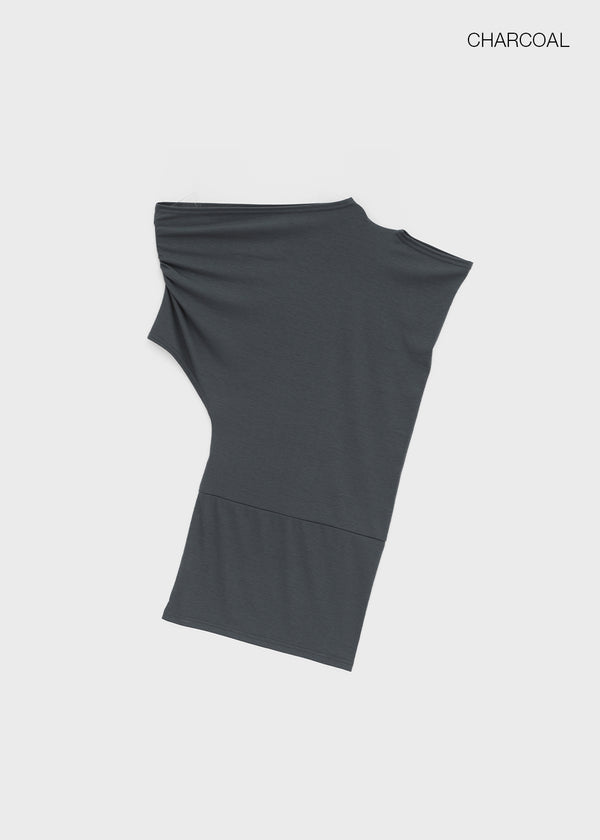 Jencho Asymmetrical Off-shoulder Short Sleeve T-shirt