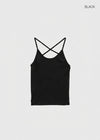 Pen-shaped Cross Strap Ribbed Halter Top