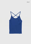 Pen-shaped Cross Strap Ribbed Halter Top