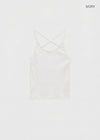 Pen-shaped Cross Strap Ribbed Halter Top