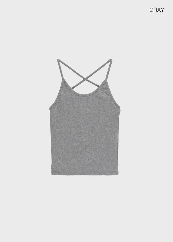 Pen-shaped Cross Strap Ribbed Halter Top