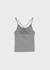 Pen-shaped Cross Strap Ribbed Halter Top