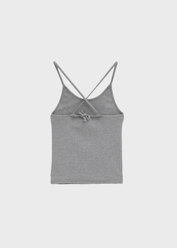 Pen-shaped Cross Strap Ribbed Halter Top