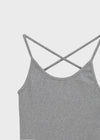 Pen-shaped Cross Strap Ribbed Halter Top
