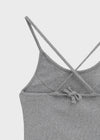 Pen-shaped Cross Strap Ribbed Halter Top