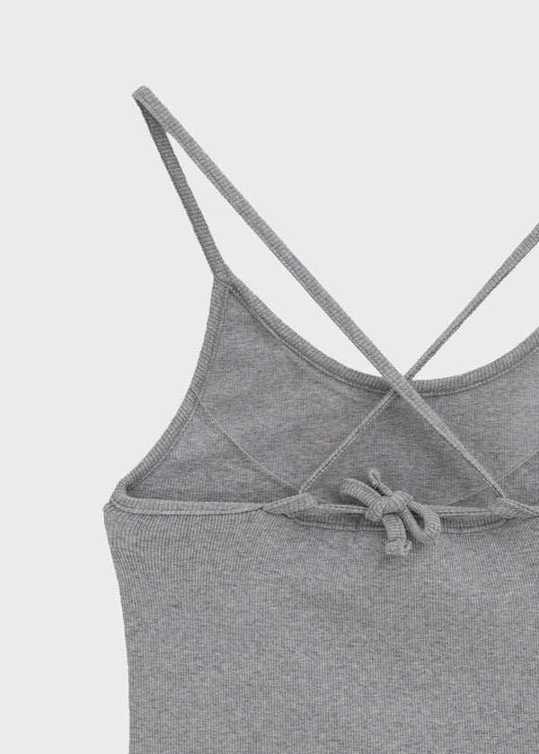 Pen-shaped Cross Strap Ribbed Halter Top