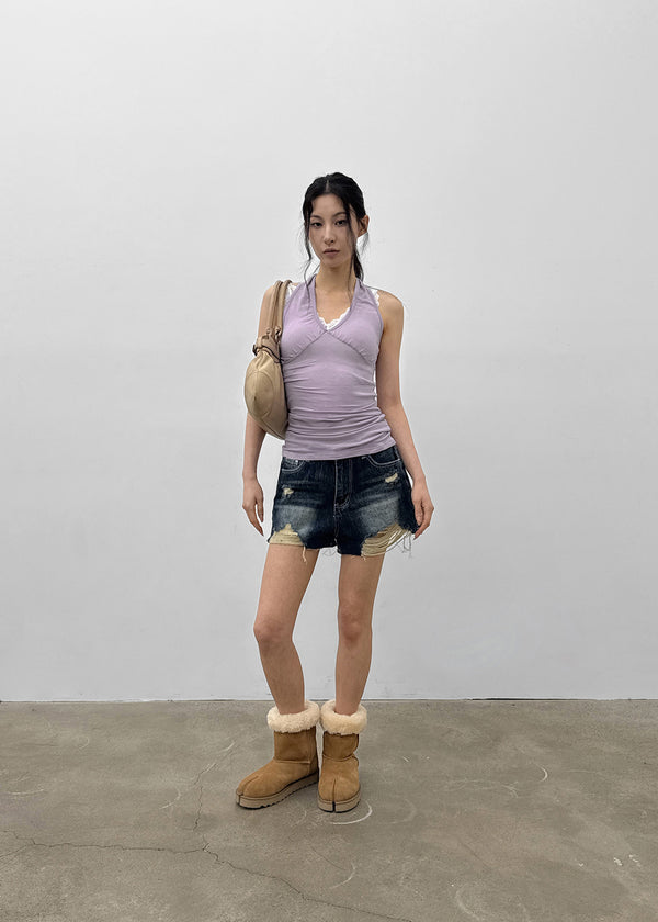 Picalin Cut Denim Shorts