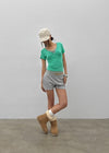 Grommet V-neck Button Short-sleeve Tee