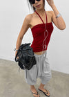 Swivel Shirred Halter Tube Top