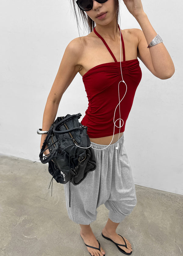 Swivel Shirred Halter Tube Top