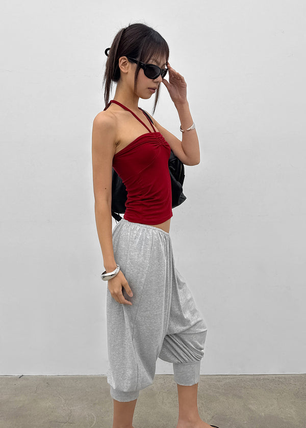 Swivel Shirred Halter Tube Top