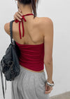 Swivel Shirred Halter Tube Top