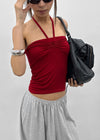 Swivel Shirred Halter Tube Top