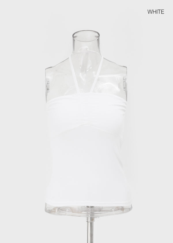 Swivel Shirred Halter Tube Top