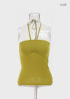 Swivel Shirred Halter Tube Top