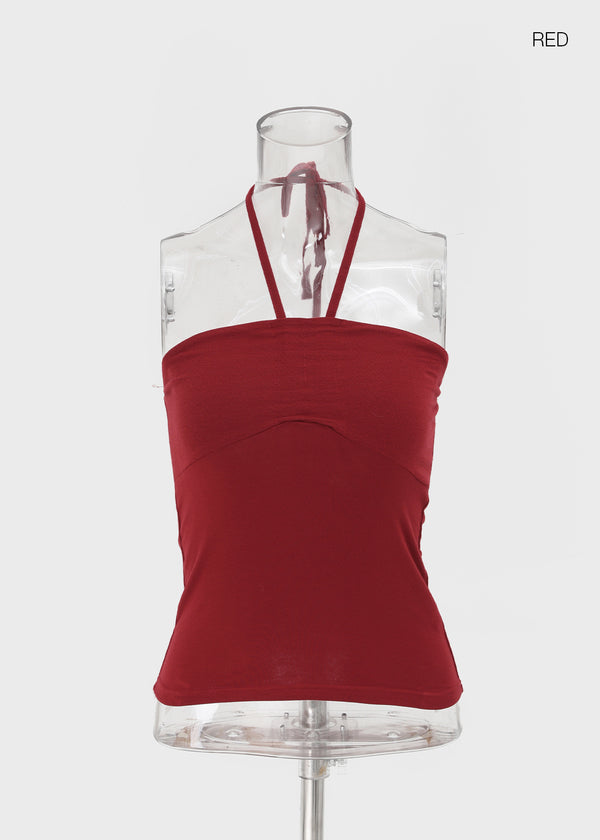 Swivel Shirred Halter Tube Top