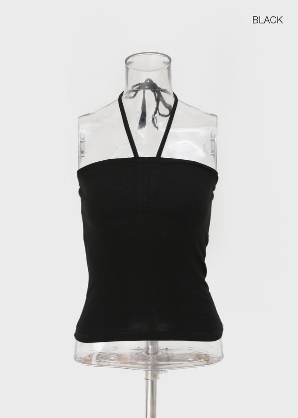 Swivel Shirred Halter Tube Top