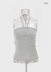 Swivel Shirred Halter Tube Top