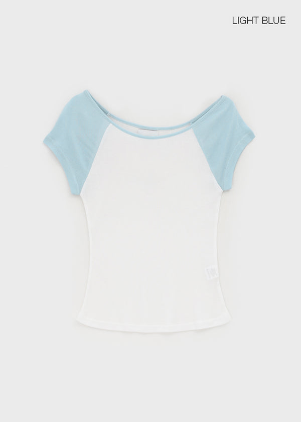 Thomaston Raglan Off-Shoulder Short Sleeve Tee