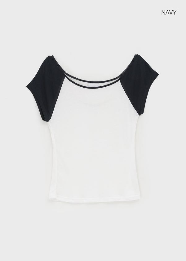 Thomaston Raglan Off-Shoulder Short Sleeve Tee