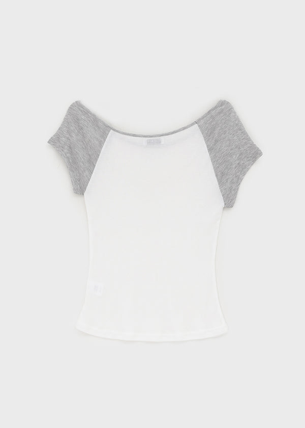 Thomaston Raglan Off-Shoulder Short Sleeve Tee