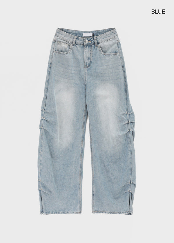 Timma Rivet Shirred Wide Pants