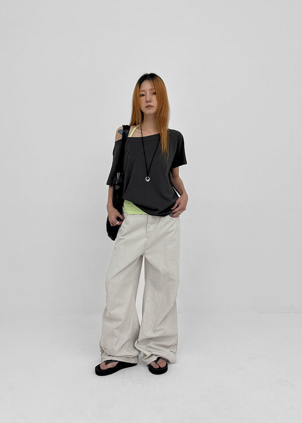 Timma Rivet Shirred Wide Pants