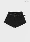 Nicket Roll-up Cotton Shorts (Belt Set)