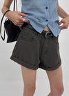 Nicket Roll-up Cotton Shorts (Belt Set)