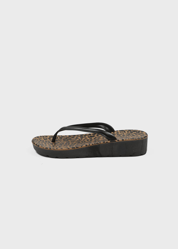 Kimmit Leopard Wedge Heel Flip-flops
