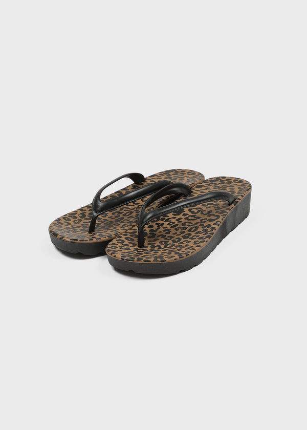 Kimmit Leopard Wedge Heel Flip-flops