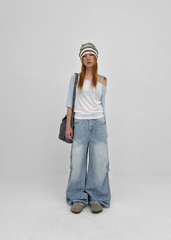 Famildi Off-shoulder Raglan Sleeveless Tee