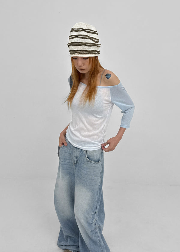 Famildi Off-shoulder Raglan Sleeveless Tee