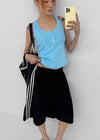 Colbe Henley Neck Pigment Sleeveless Top