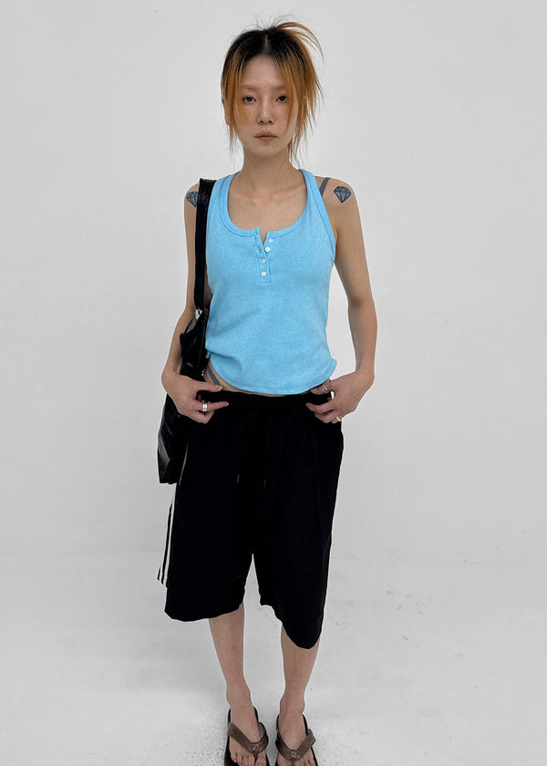 Colbe Henley Neck Pigment Sleeveless Top