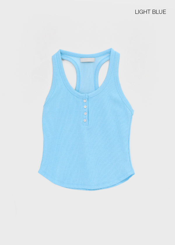 Colbe Henley Neck Pigment Sleeveless Top