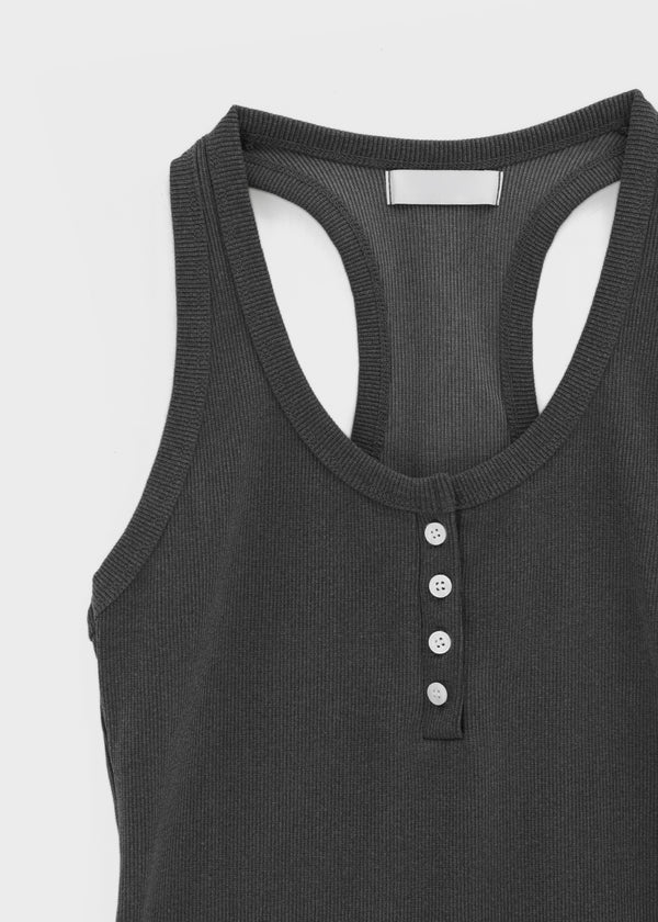 Colbe Henley Neck Pigment Sleeveless Top